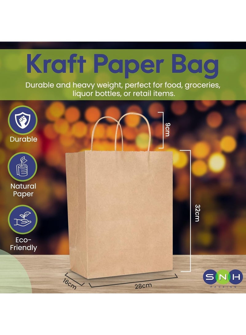 SNH Packing Kraft Paper Bag Brown 32X28X16cm Twisted Handle Paper Party Bags Kraft Paper Bag Bride Birthday Gift Bag Wedding Celebrations Bags For Party Pack of 50 Pieces - Image 2